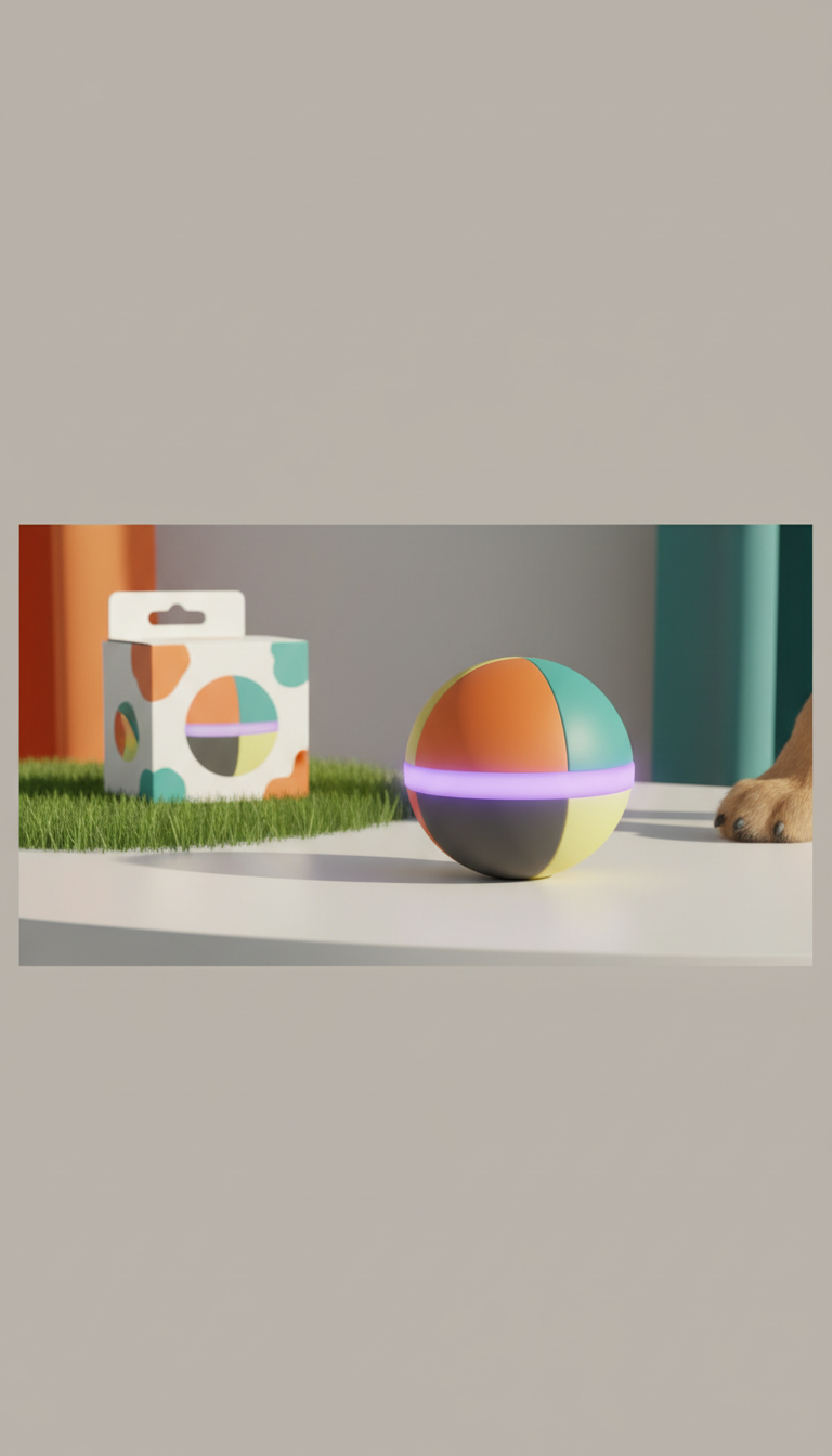 Interactive Dog Ball with Motion Sensor, front view on neutral background
