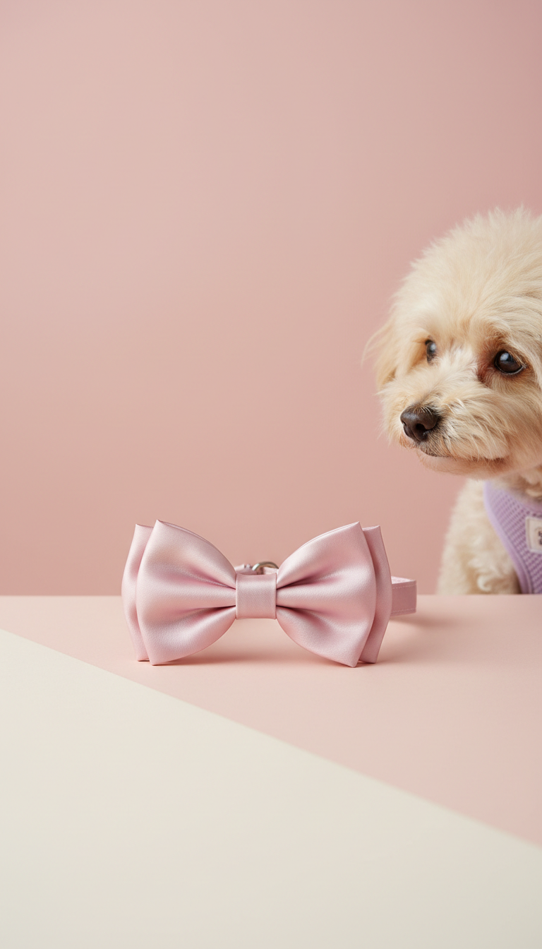 Whisper Pink Satin Bow Collar