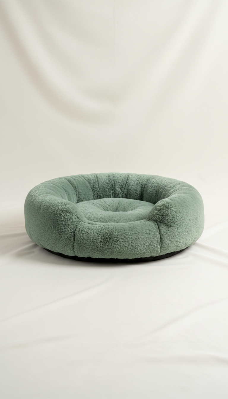Plush Pet Bed, front view on neutral background