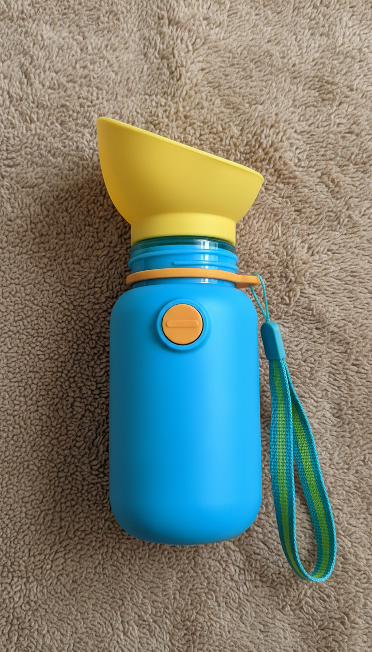 Dog Travel Water Bottle, front view on neutral background