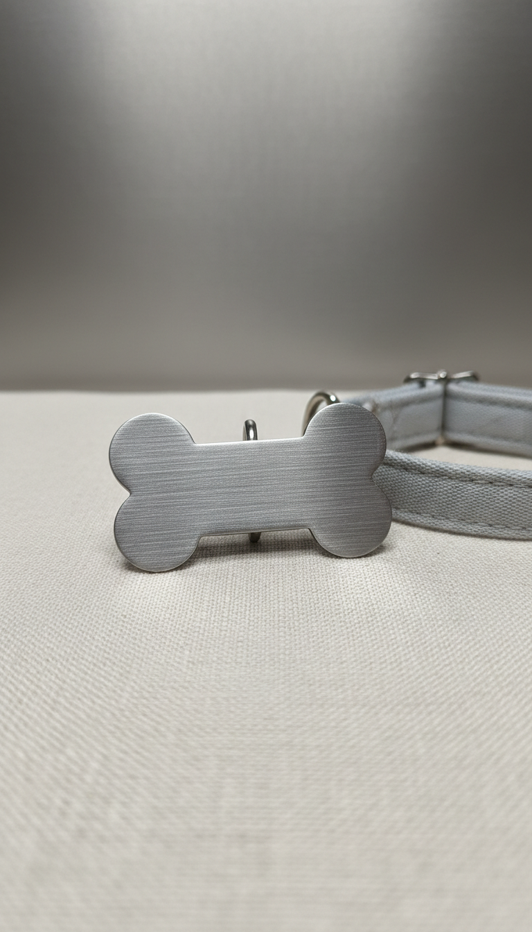 Brushed Aluminum Bone-Shaped ID Tag