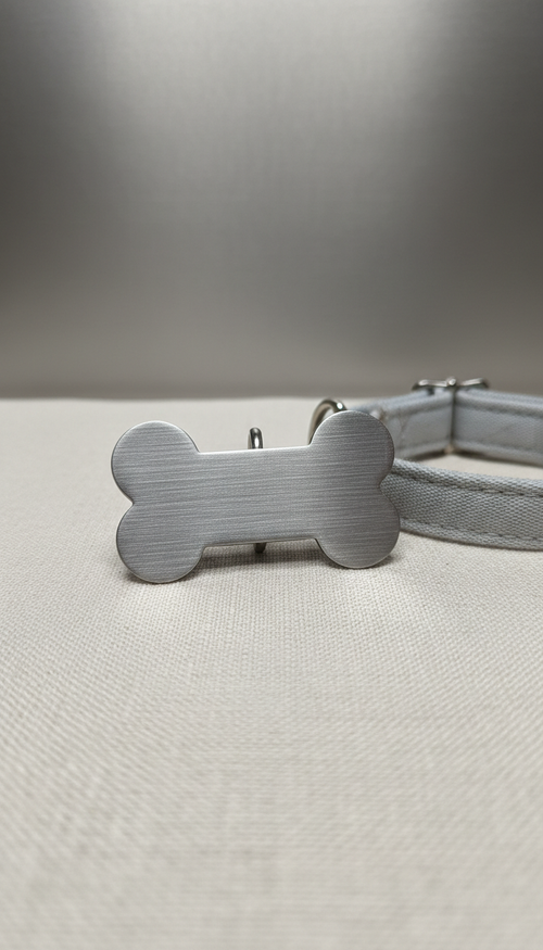 Brushed Aluminum Bone-Shaped ID Tag