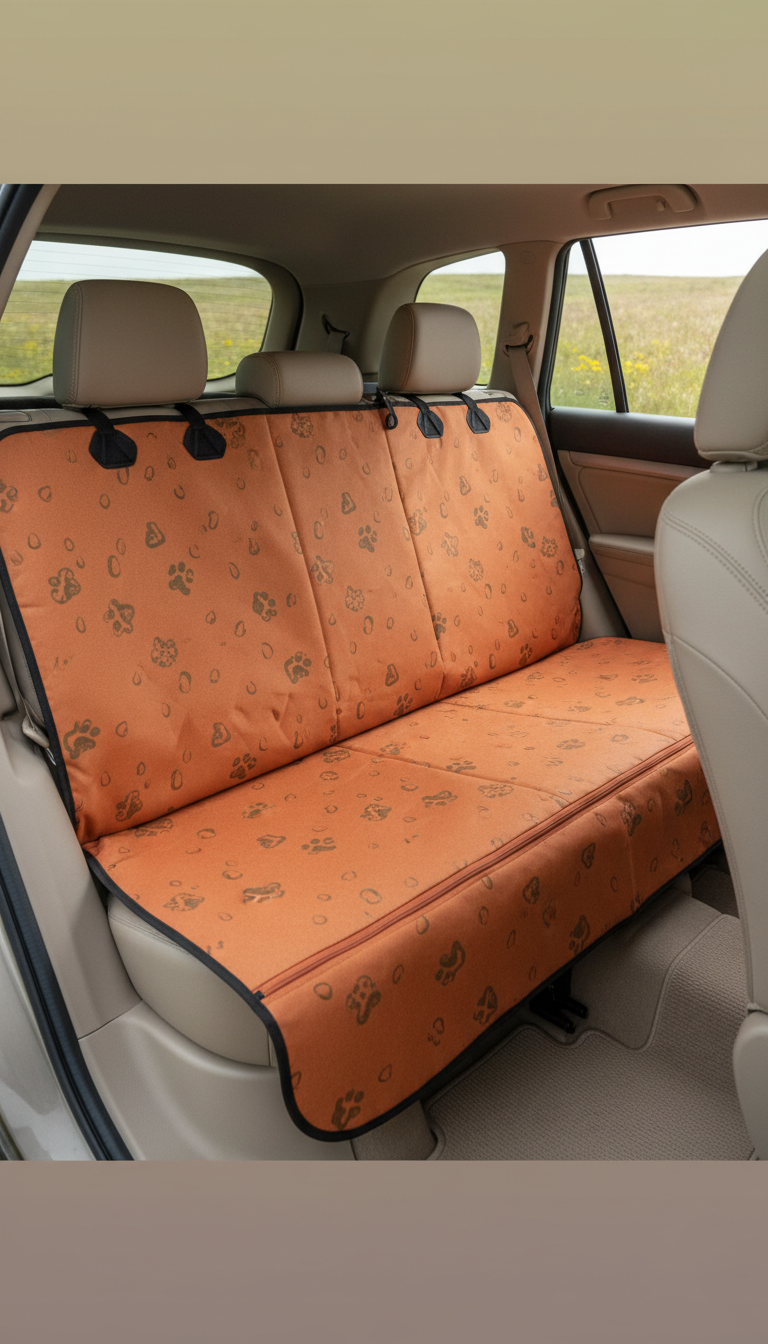 Adventure Orange Dog Seat Cover, front view on neutral background