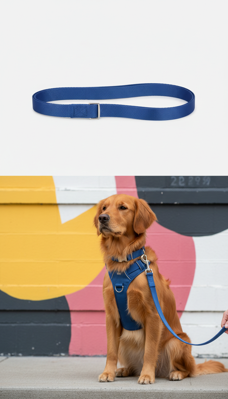 Skyline Blue Padded Leash Set