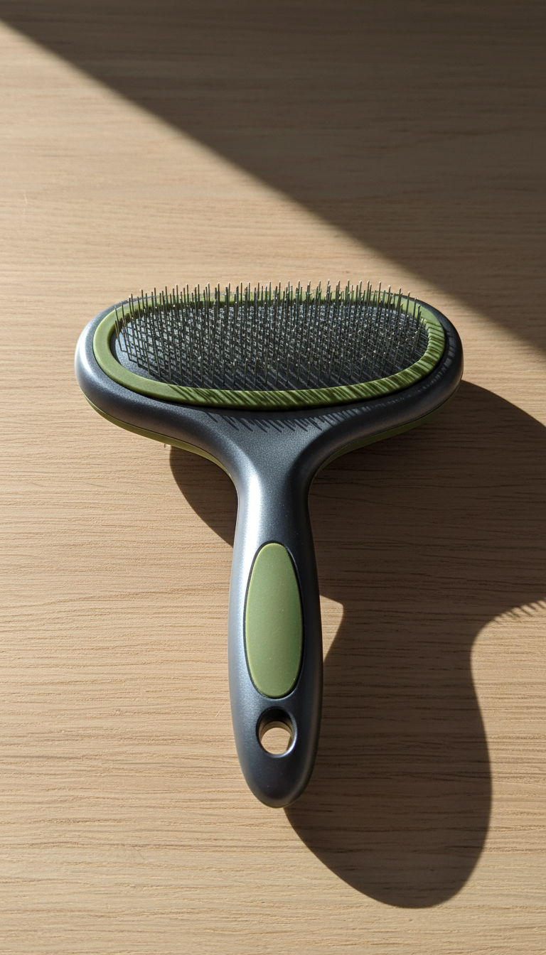 Ergonomic Pet Brush with Olive Green Accents